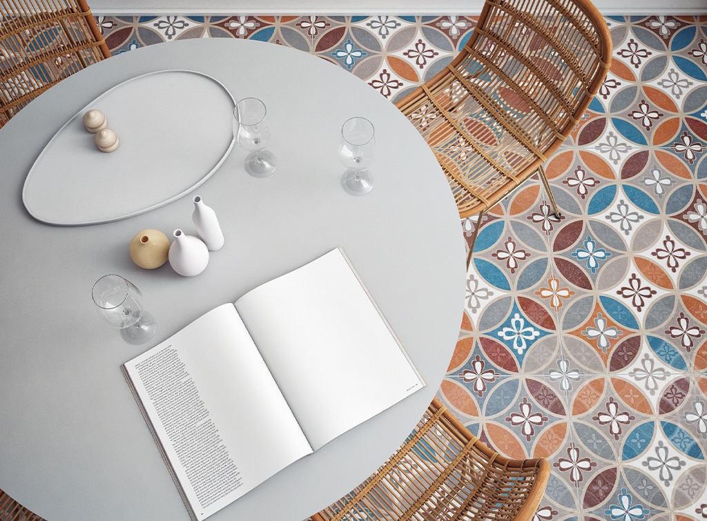 Tiled kitchen flooring