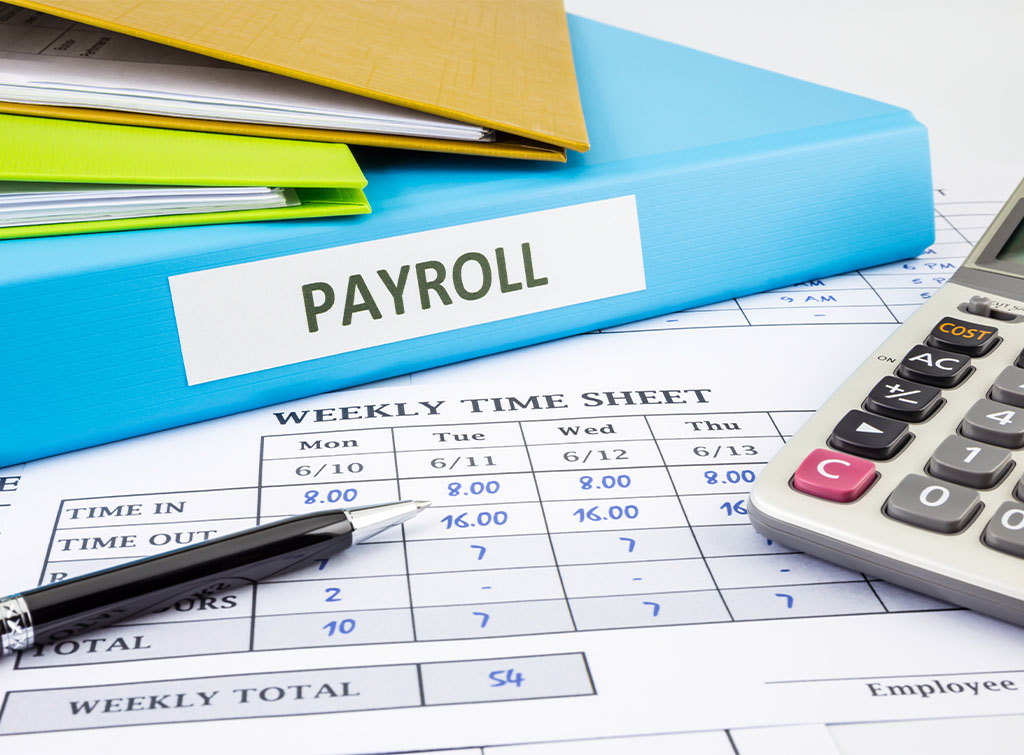 Payroll folder and spreadsheet