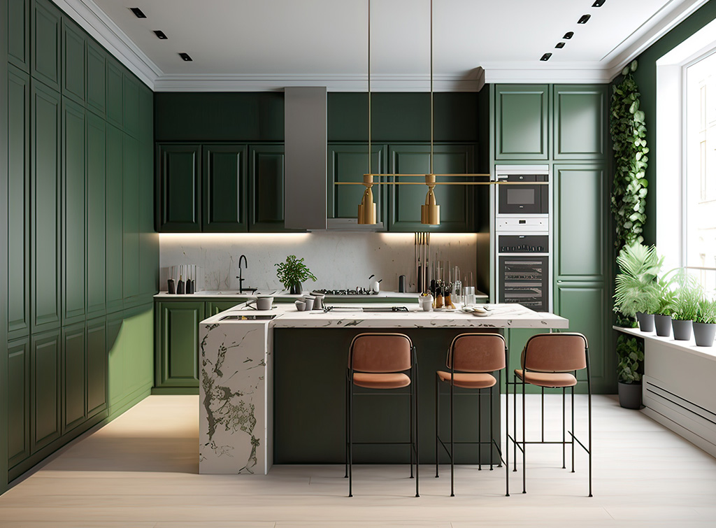 green modern kitchen 