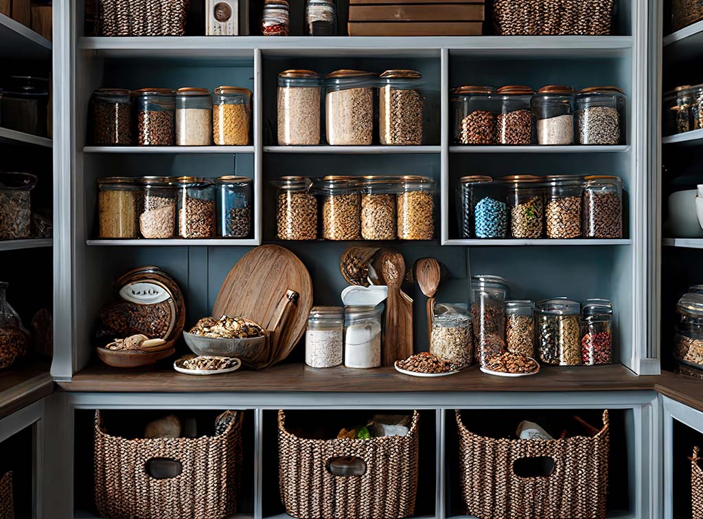 pantry storage with baskets