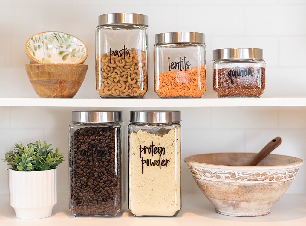 labelled pantry containers