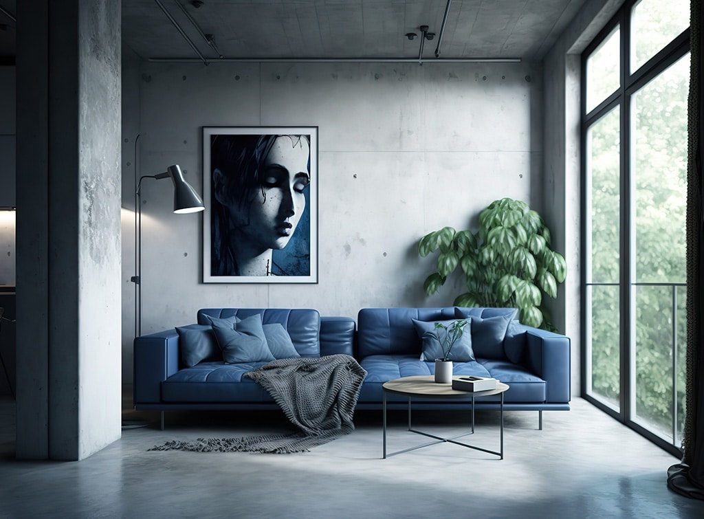 Navy blue modern clearance living room