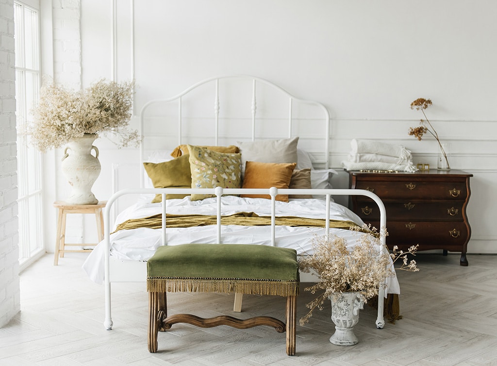White bed frame shop bedroom ideas