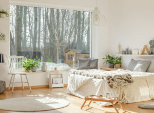 Engineered wood floor in a bedroom