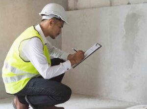 Snagging list being completed by a surveyor