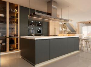 new build black kitchen design