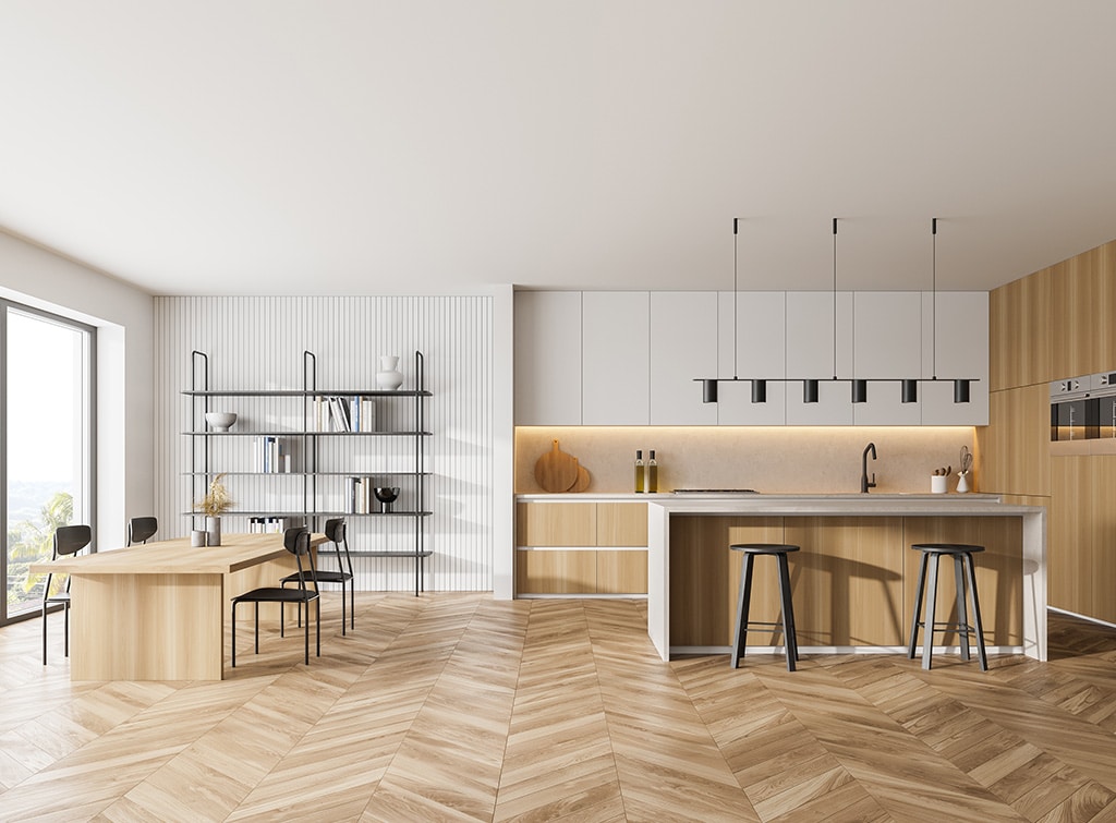 wood parquet kitchen floor