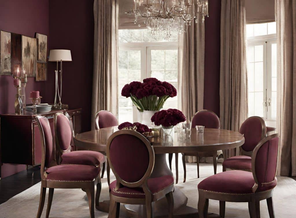 Burgundy dining discount room set