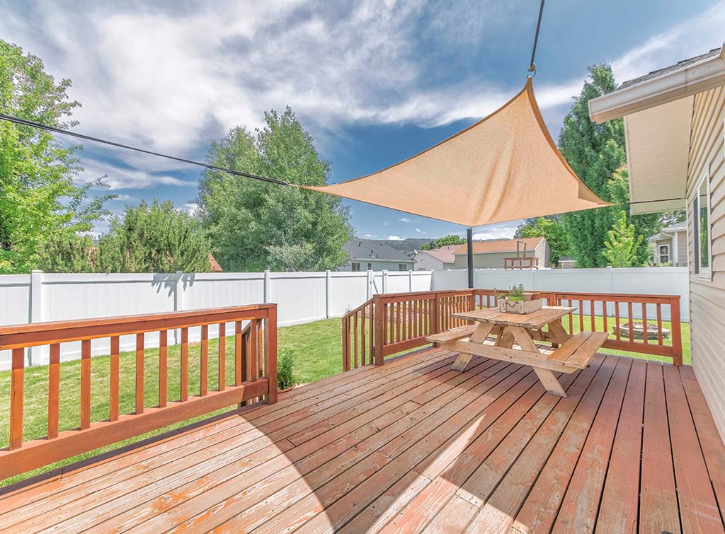 shaded decking area