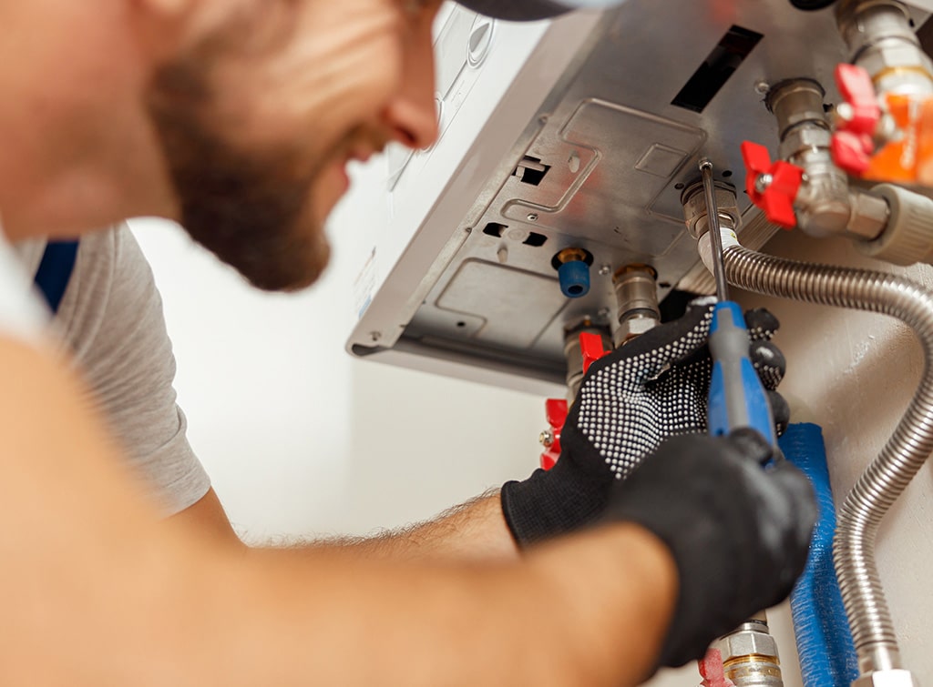 Boiler being installed