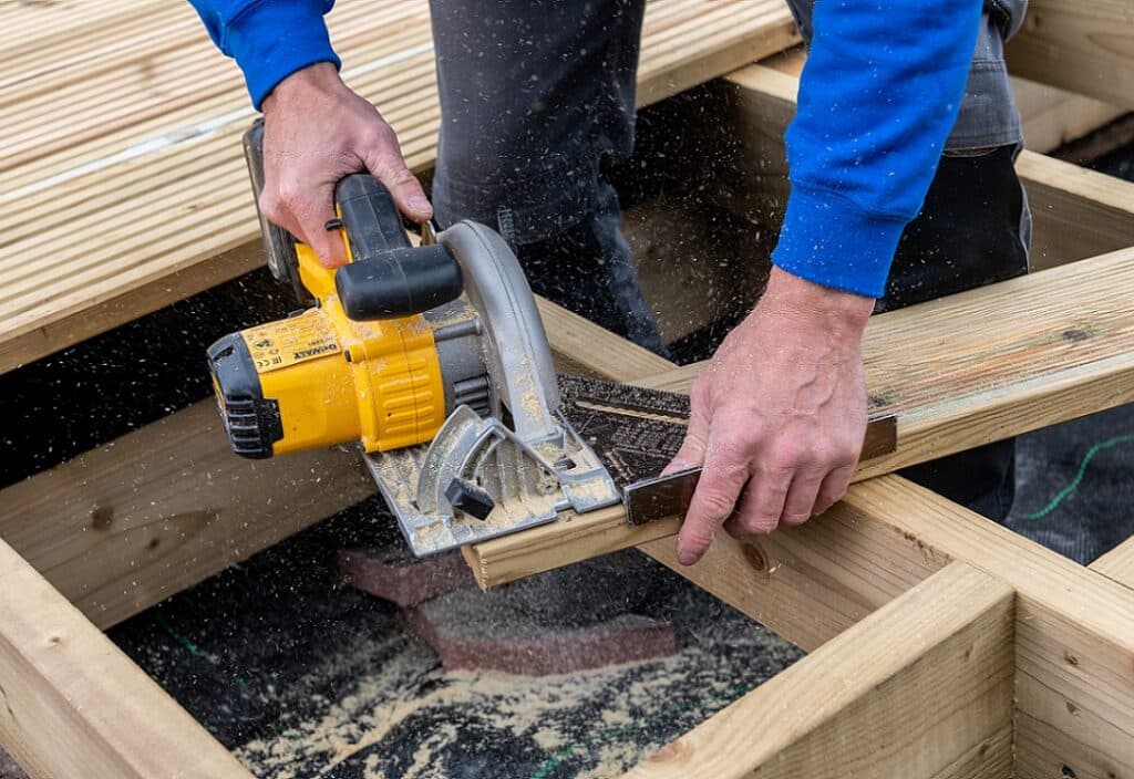 Tools being used for decking project