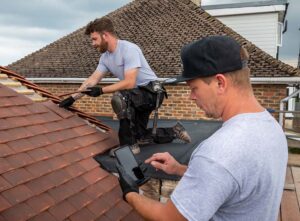 Checkatrade roofers repairing a roof