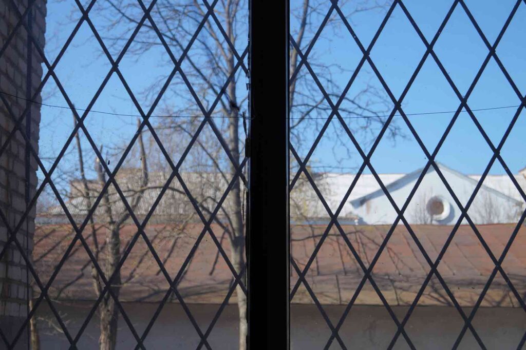 leaded window in modern home