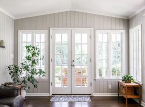 White composite French doors - internal view