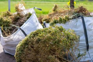 skip bags filled with garden waste