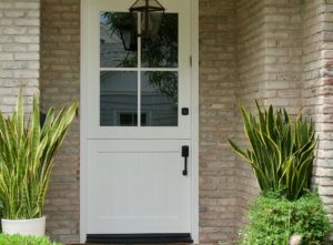 White composite stable door with glazed top section