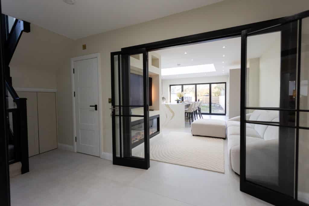 Porcelain floor tiles in a contemporary home entryway
