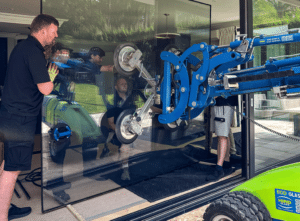 Glass replacement specialists at work